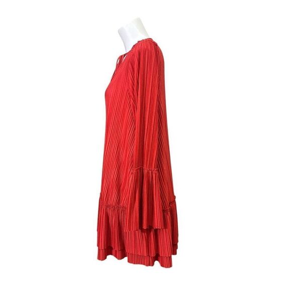 Free People Can’t Help It Red Orange Pleated Flowy Mini Dress Size Small Boho - Picture 3 of 11